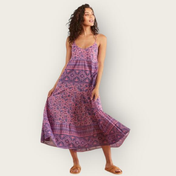Spell & The Gypsy Journey Strappy Maxi Dress Medium Mulberry Cotton Resortwear - Picture 4 of 12